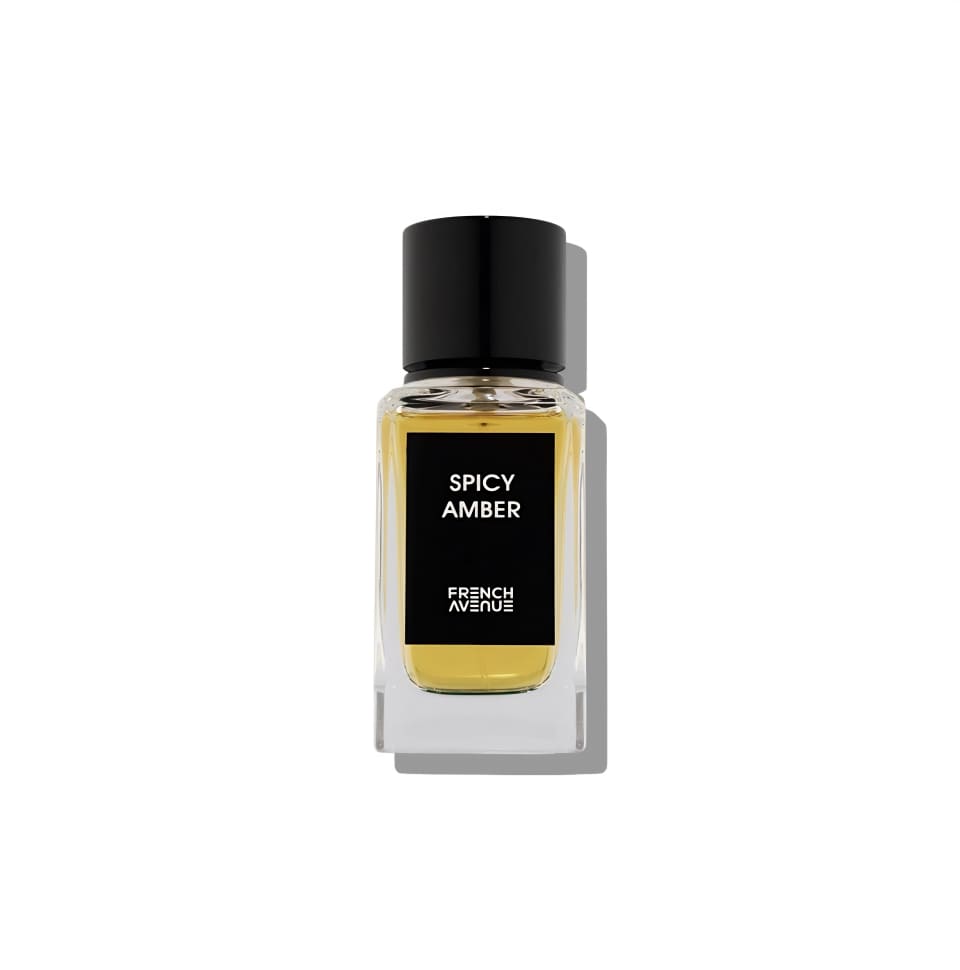 Fragrance World Spicy Amber Eau de Parfum 100ml for men, featuring a sleek bottle with amber-colored liquid and elegant design.