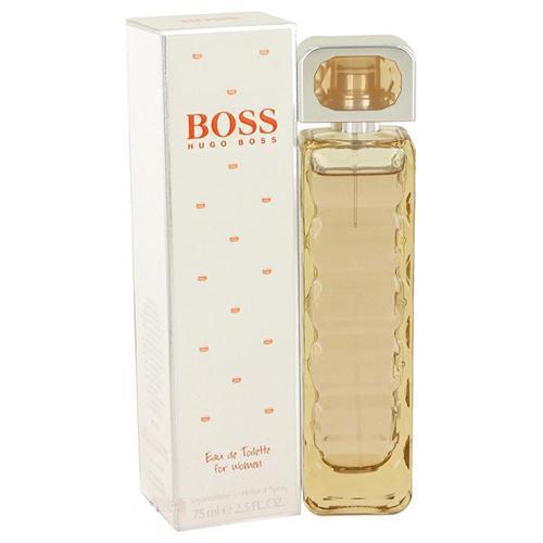 BOSS Orange Eau De Toilette for Women in 75ml bottle, stylish fragrance with orange and floral notes, elegant packaging.