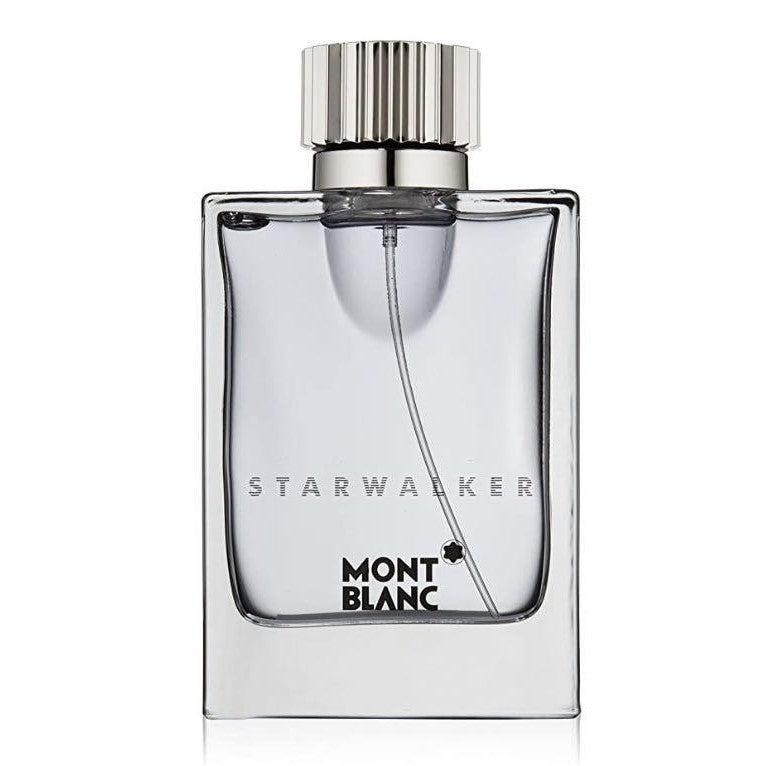 Montblanc Starwalker Eau De Toilette for Men 75ML, sleek glass bottle with silver cap, displayed on a neutral background.