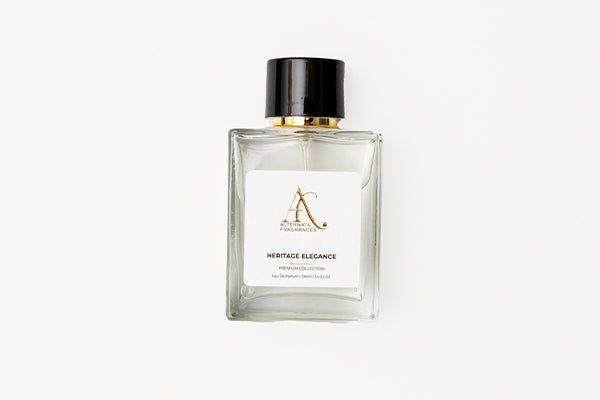 Heritage Elegance EDP by Rini Deals, 100ml perfume bottle with elegant design and floral scent, displayed on a neutral background.
