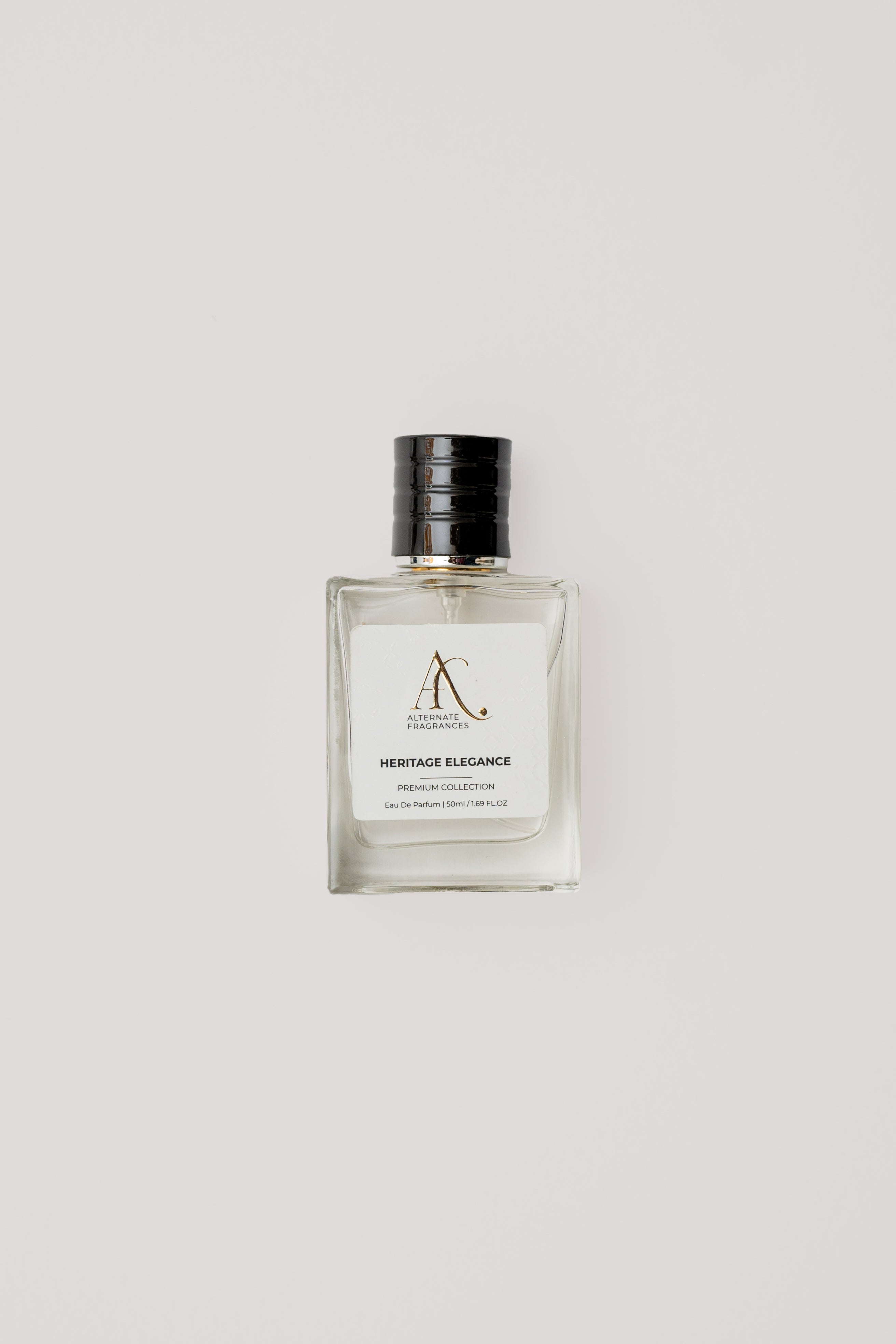 Heritage Elegance EDP by Rini Deals, 50ml perfume bottle with a sleek, elegant design and floral fragrance accents.