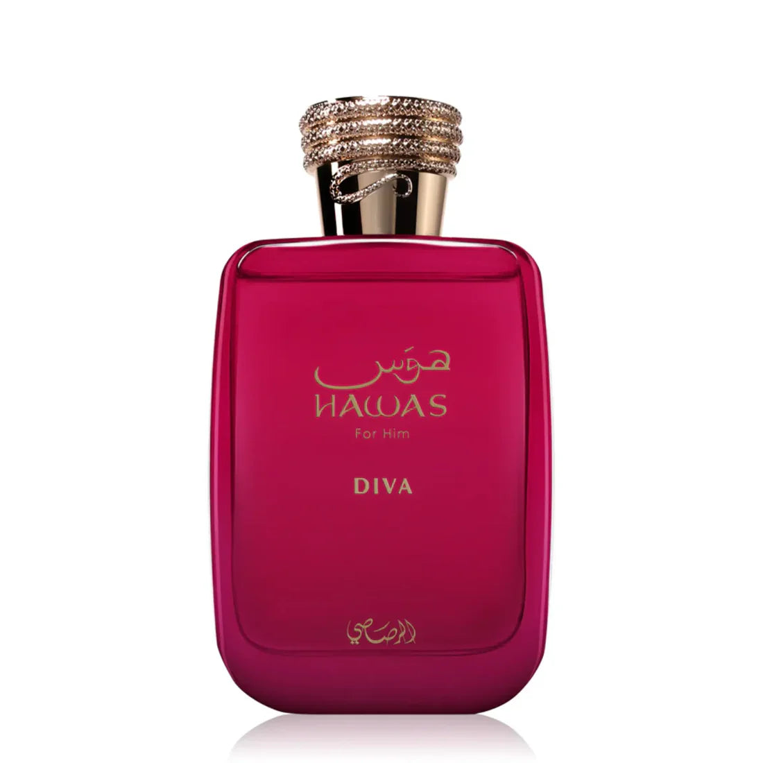 Rasasi Hawas Diva Eau De Parfum 100ml bottle for women, elegant fragrance with floral and fruity notes, showcased in the image.