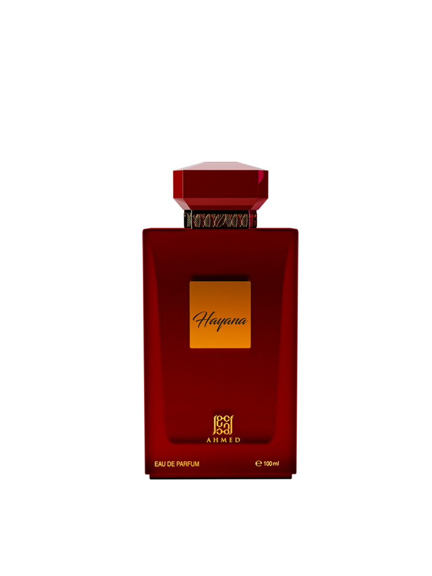 Ahmed Al Maghribi Hayana Eau de Parfum 100ml bottle for men and women, featuring a sleek glass design and elegant label.