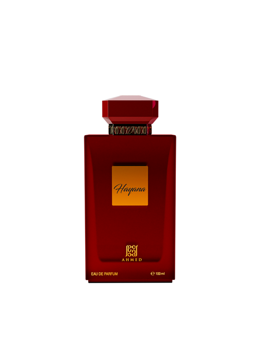 Ahmed Al Maghribi Hayana Eau de Parfum 100ml bottle for men and women, featuring a sleek glass design and elegant label.