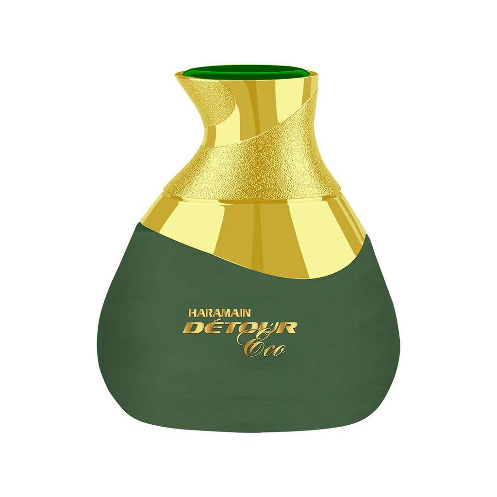 Al Haramain Detour Eco Eau de Parfum 100ml bottle for men and women, featuring a sleek design and eco-friendly packaging.