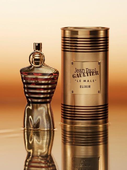 Jean Paul Gaultier Le Male Elixir Eau De Parfum 125ml for men, perfume bottle with sleek design and brand logo visible.