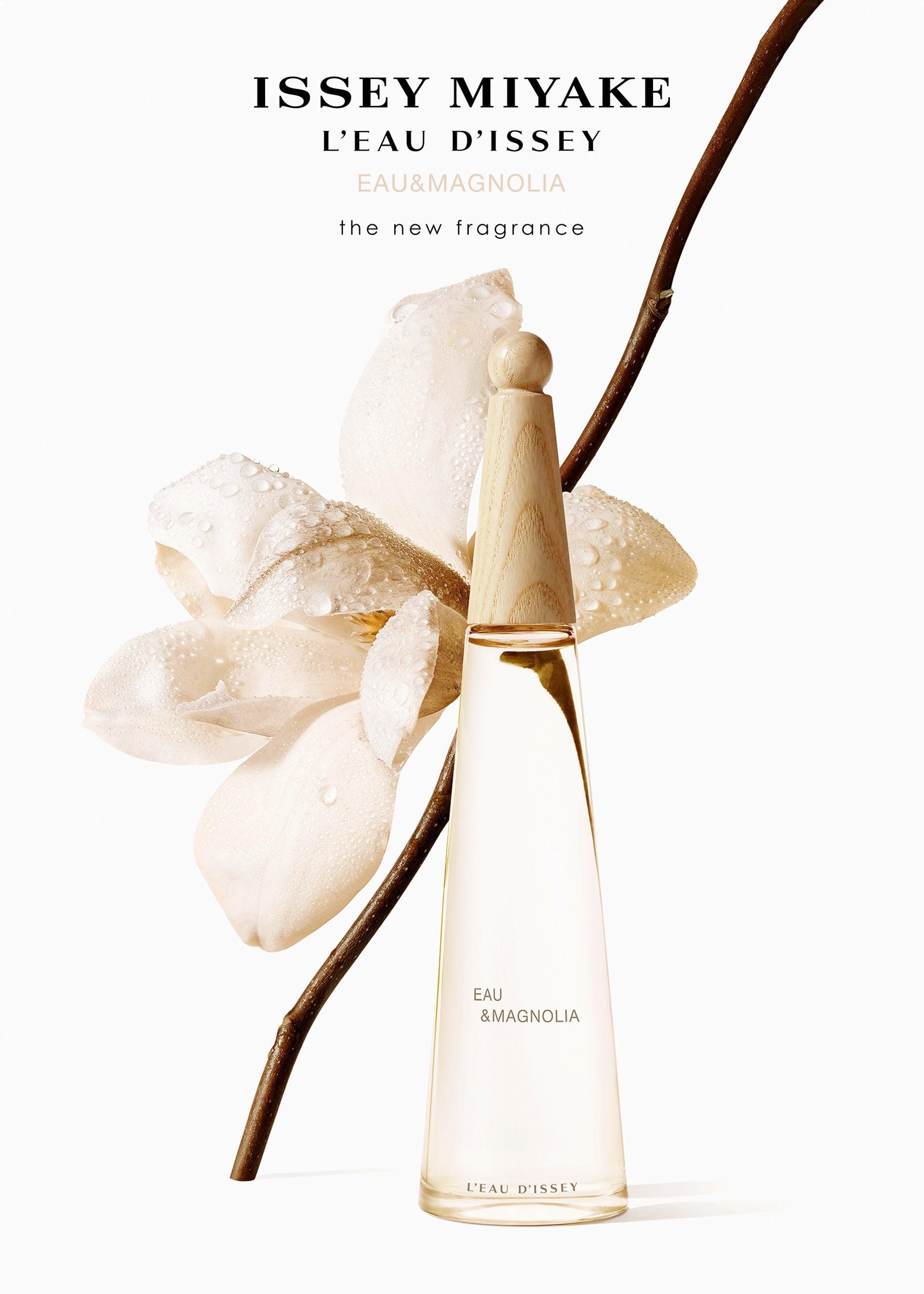 Issey Miyake L’Eau d’Issey Eau & Magnolia 100ml women’s perfume bottle with elegant floral design and clear glass container.
