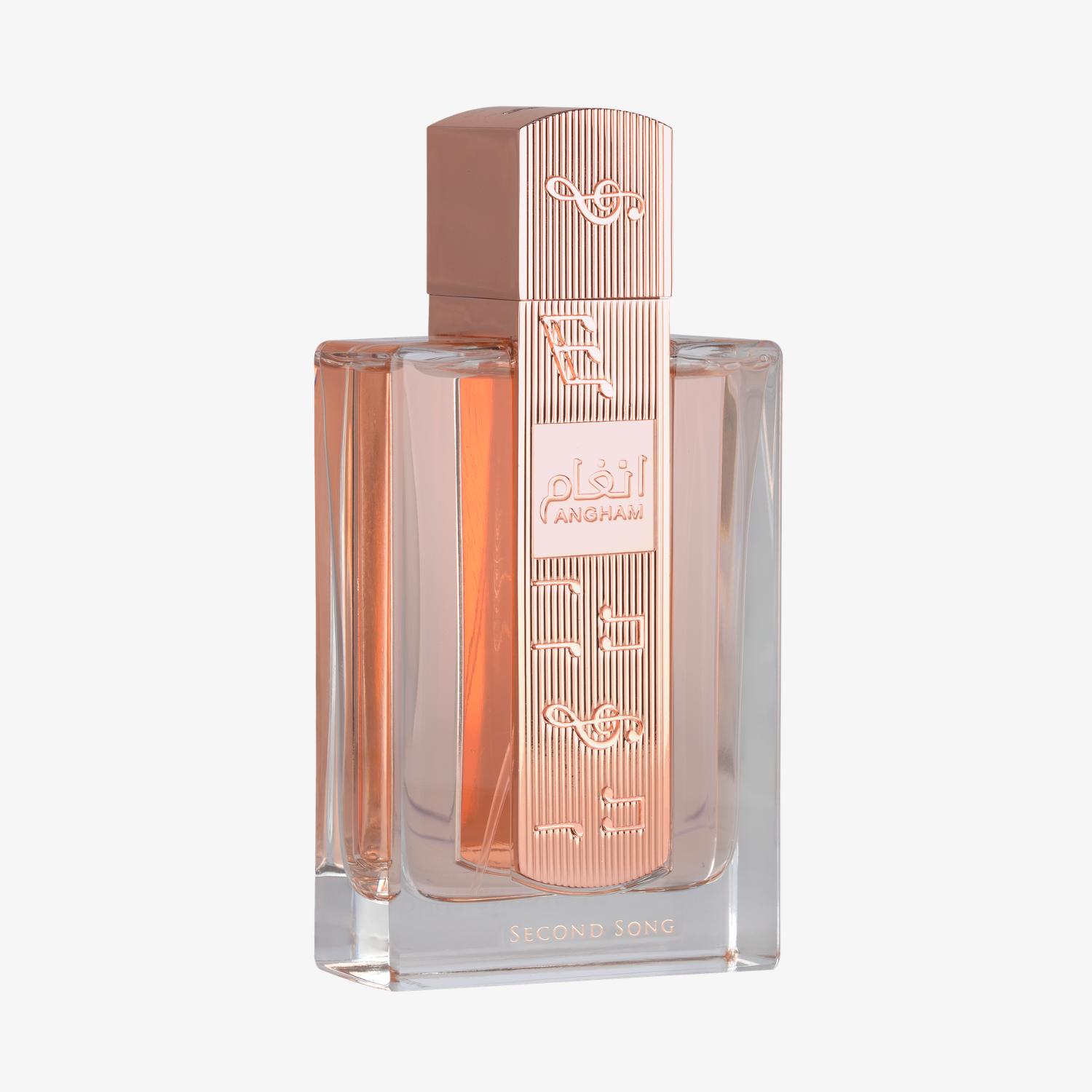 Lattafa Second Song Eau de Parfum for women, 100ml bottle, elegant glass container with silver cap, floral and oriental scent.