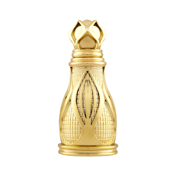 Ajmal Khofooq concentrated perfume oil (attar) for men and women in a glass bottle with a gold cap.
