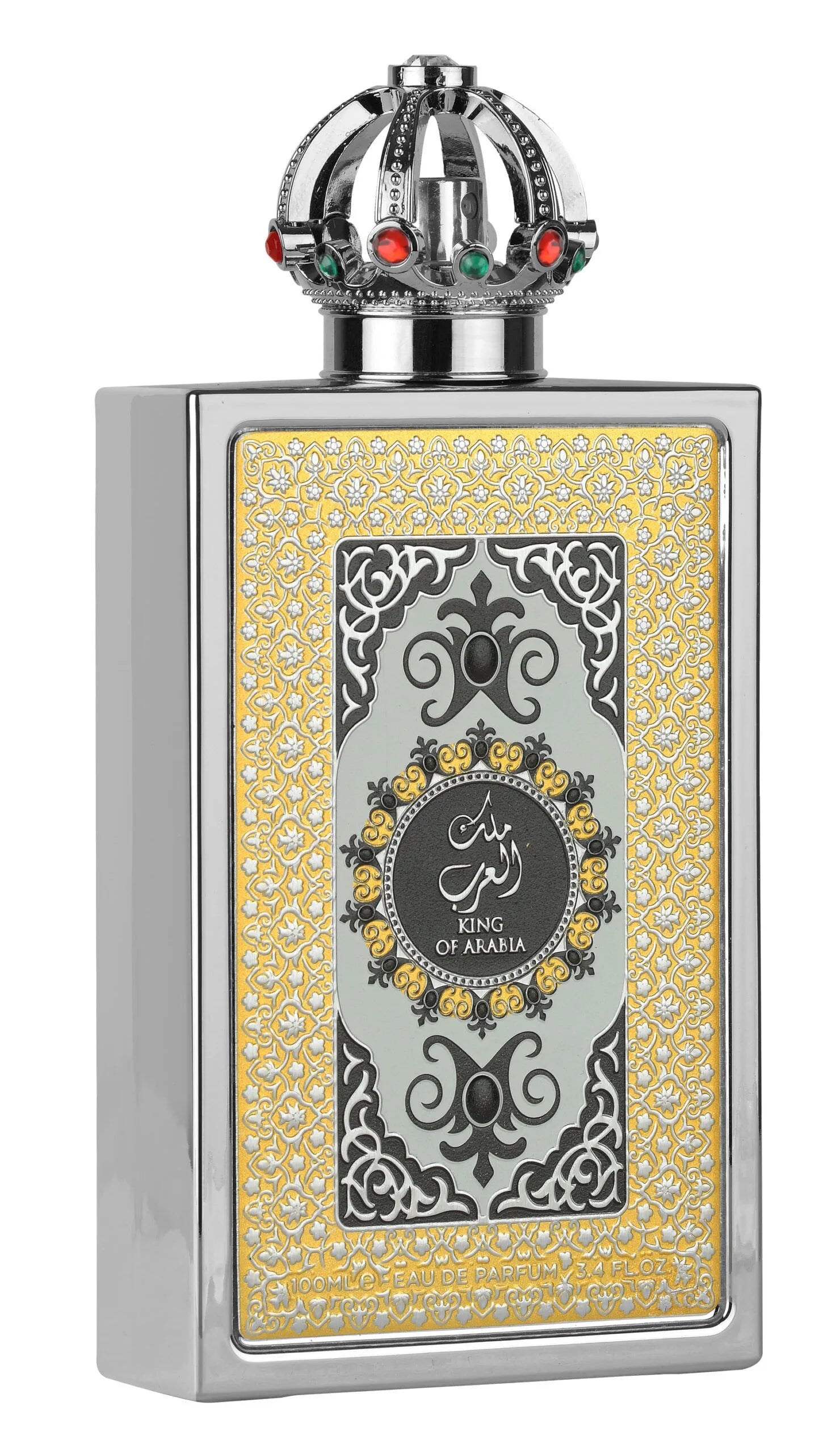 Lattafa King of Arabia Eau de Parfum 100ml bottle for men, featuring a sleek design and luxurious fragrance.