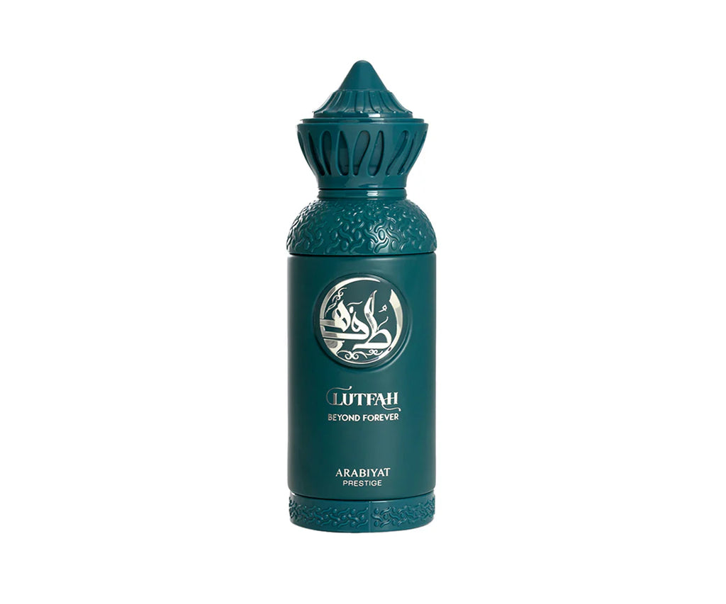 Arabiyat Prestige Lutfah Beyond Forever 80ml perfume bottle by Rini Deals, elegant glass container with floral and aromatic design.