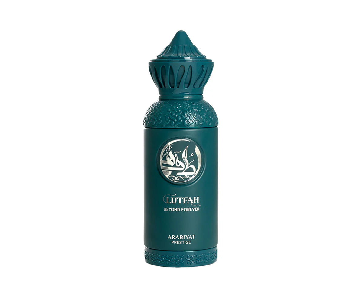 Arabiyat Prestige Lutfah Beyond Forever 80ml perfume bottle by Rini Deals, elegant glass container with floral and aromatic design.