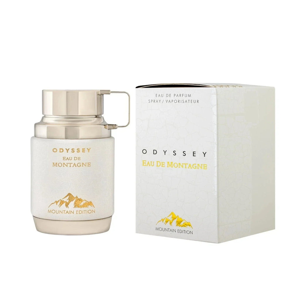 Armaf Odyssey Mountain Edition Eau De Parfum for men, 100ml bottle, featuring rugged mountain-inspired design and fresh, woody scent