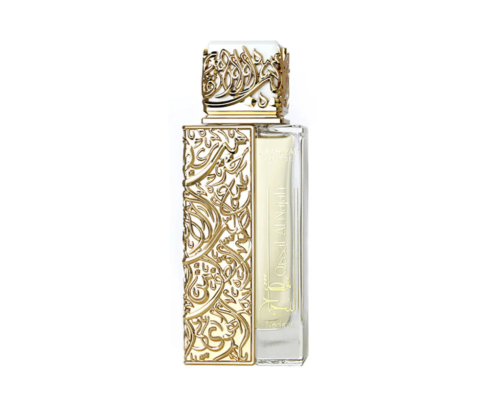 Arabiyat Prestige Qissat Al Najah Nedawi Eau De Parfum bottle for men and women, 100ml, with elegant design and fragrance details