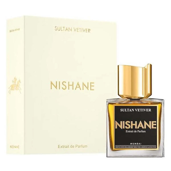 Nishane Sultan Vetiver Extrait De Parfum 50ml bottle with elegant design, showcasing the luxurious fragrance for men and women.