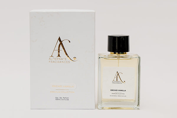 Orchid Vanilla Eau de Parfum by Rini Deals in a 100ml bottle with decorative box, featuring a floral vanilla fragrance.