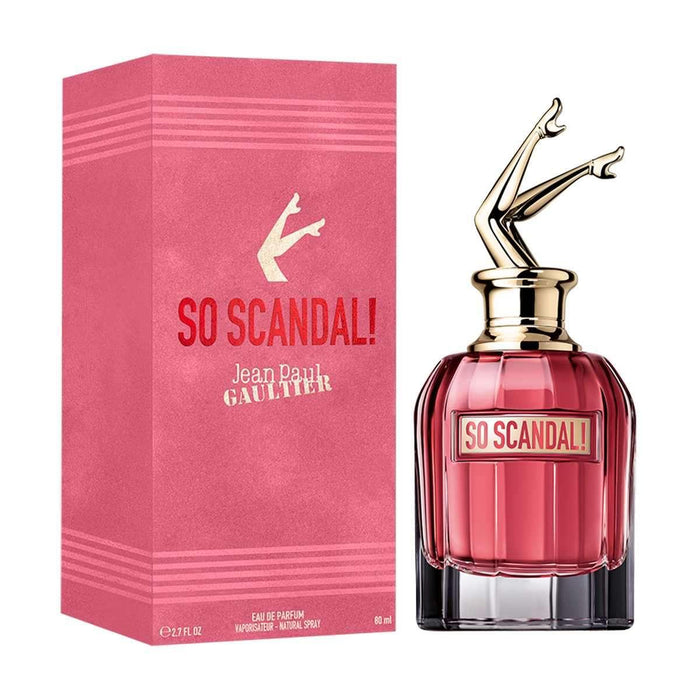 Jean Paul Gaultier So Scandal Eau De Parfum bottle for women, shown with floral and elegant design details.