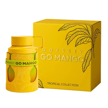 Armaf Odyssey Go Mango Eau De Parfum 100ml for men and women, featuring a vibrant mango fragrance in a sleek bottle.
