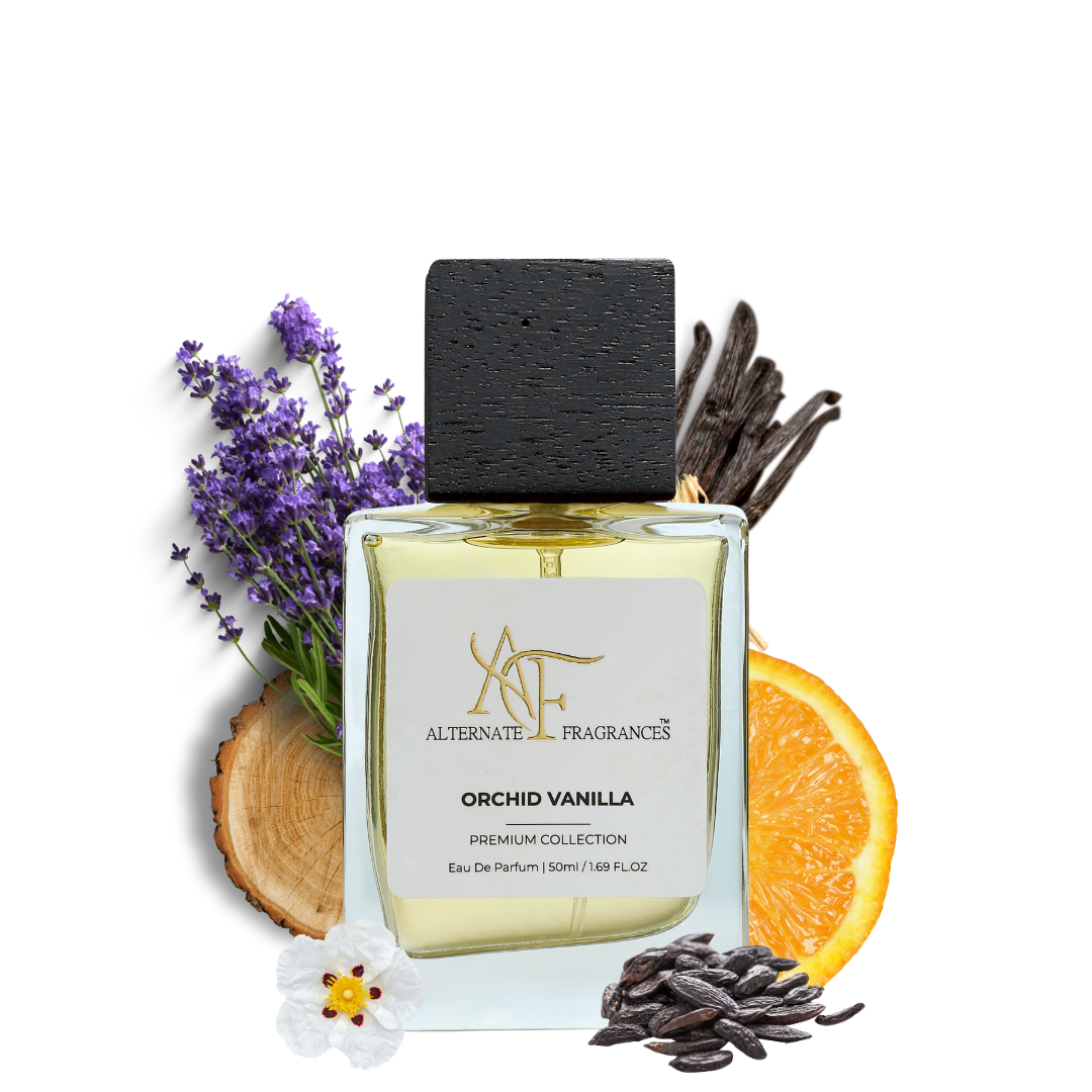 Rini Deals Orchid Vanilla Eau de Parfum bottle with orchid and vanilla scent notes in elegant packaging.