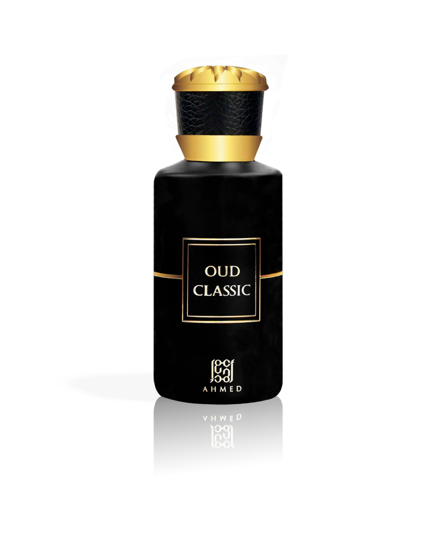 Ahmed Al Maghribi Oud Classic Eau de Parfum 50ml bottle for men and women, elegant glass container with a dark-colored cap