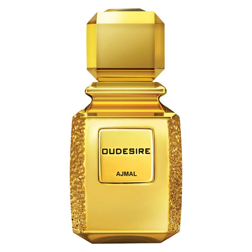 Ajmal Oudesire Eau de Parfum 100ML for men and women, featuring a sleek bottle with a gold cap and elegant fragrance design.
