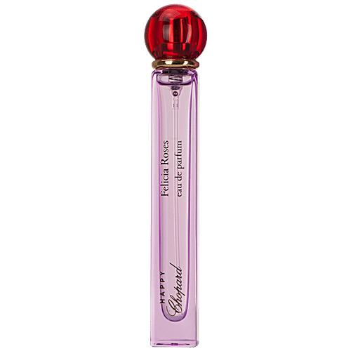 Miniature Bvlgari Happy Chopard Felicia Roses Eau De Parfum 10ml bottle with pink and gold floral design.