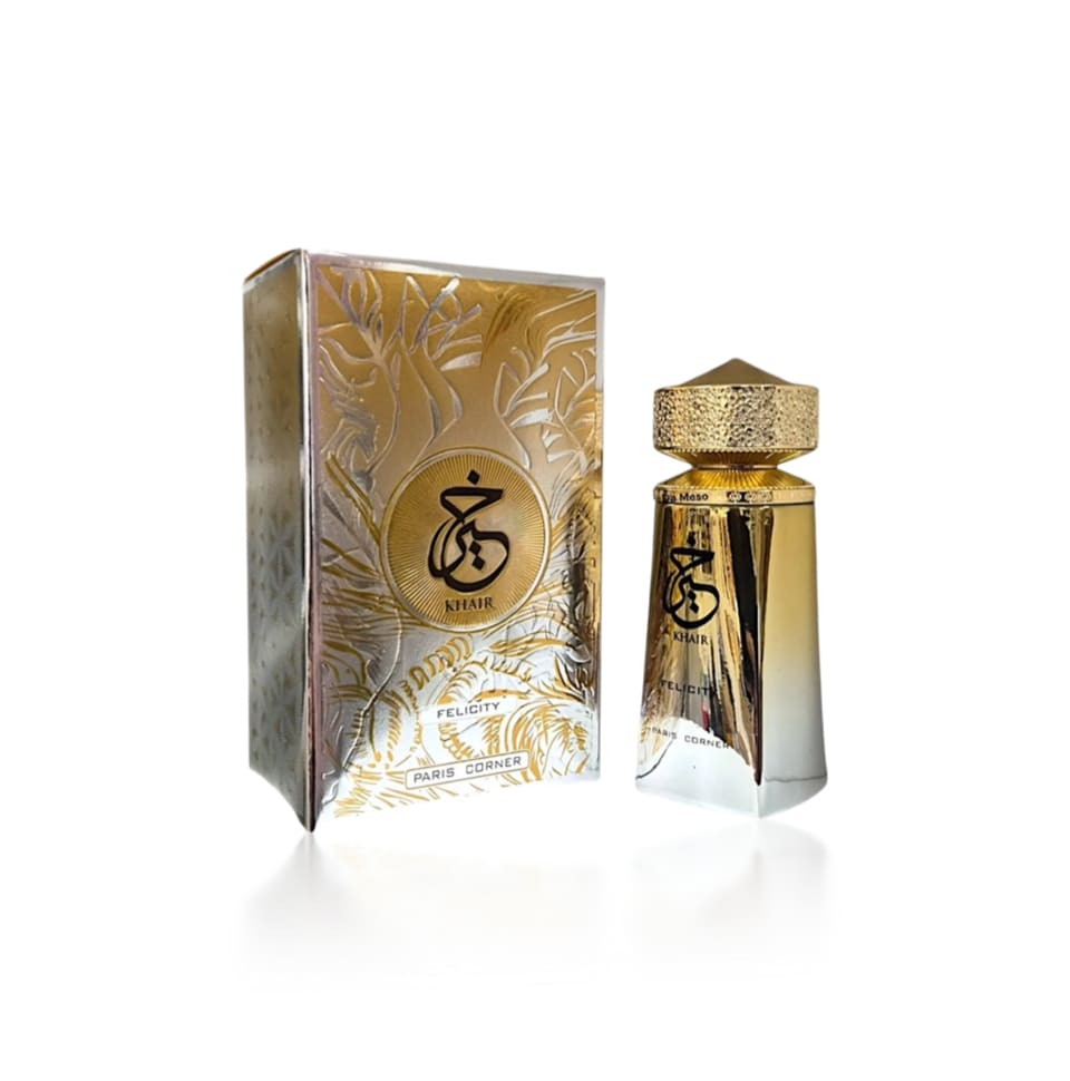 Paris Corner Khair Felicity Eau De Parfum 100ml bottle with elegant packaging for men and women.