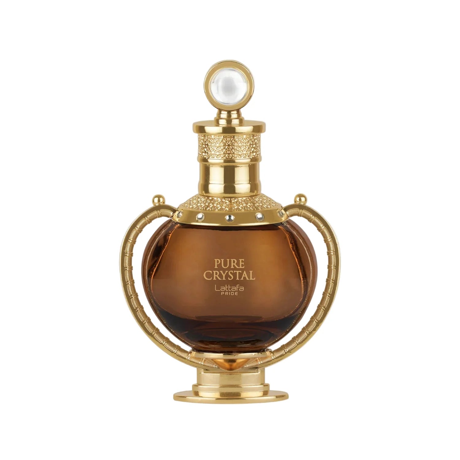Lattafa Pride Pure Crystal Eau de Parfum for men and women, 100ml bottle with elegant fragrance and sleek design.