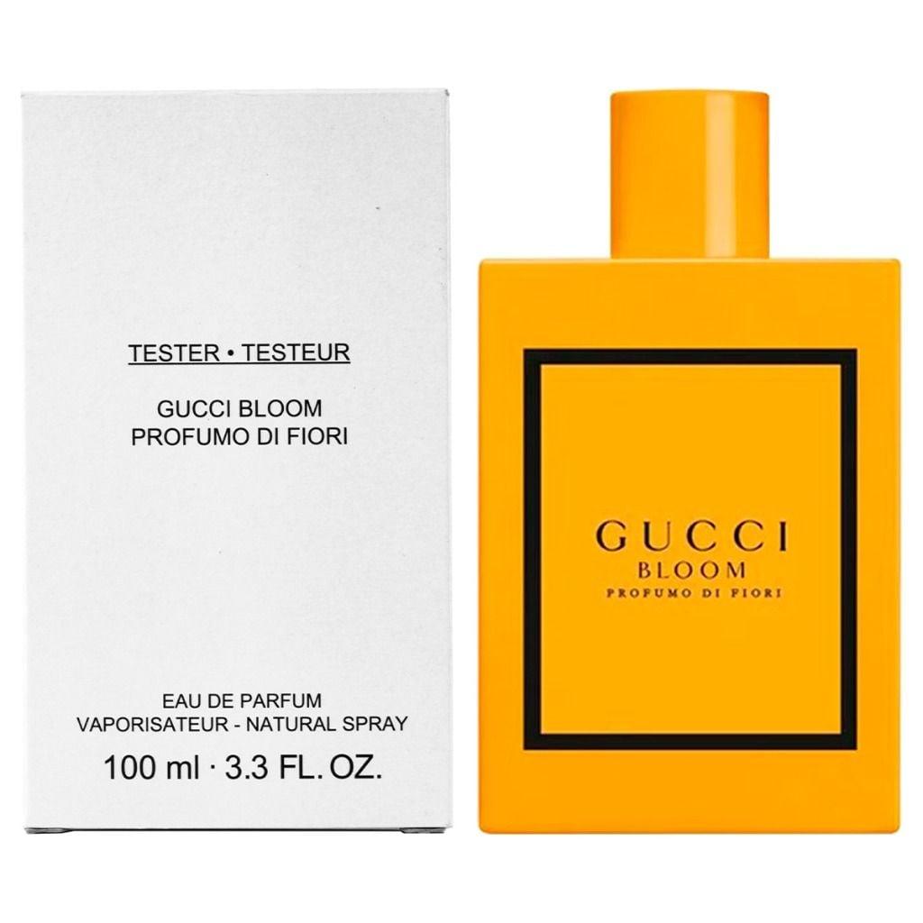 Gucci Bloom Profumo Di Fiori Eau De Parfum tester bottle with elegant floral packaging and cap display.