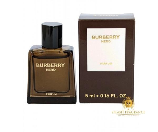 Miniature Burberry Hero Parfum Intense 5ml bottle for men, featuring sleek packaging and elegant design.