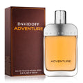 Davidoff Adventure Eau De Toilette 100ml bottle, rugged design, outdoor-inspired scent, transparent glass with green accents.