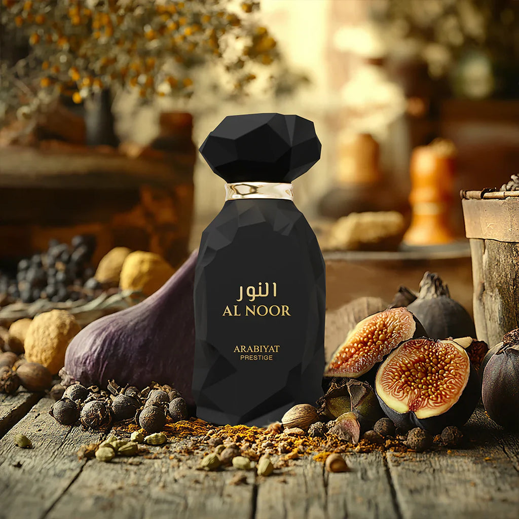 Arabiyat Prestige Al Noor Eau De Parfum 100ml bottle with elegant design, suitable for both men and women, by Rini Deals.