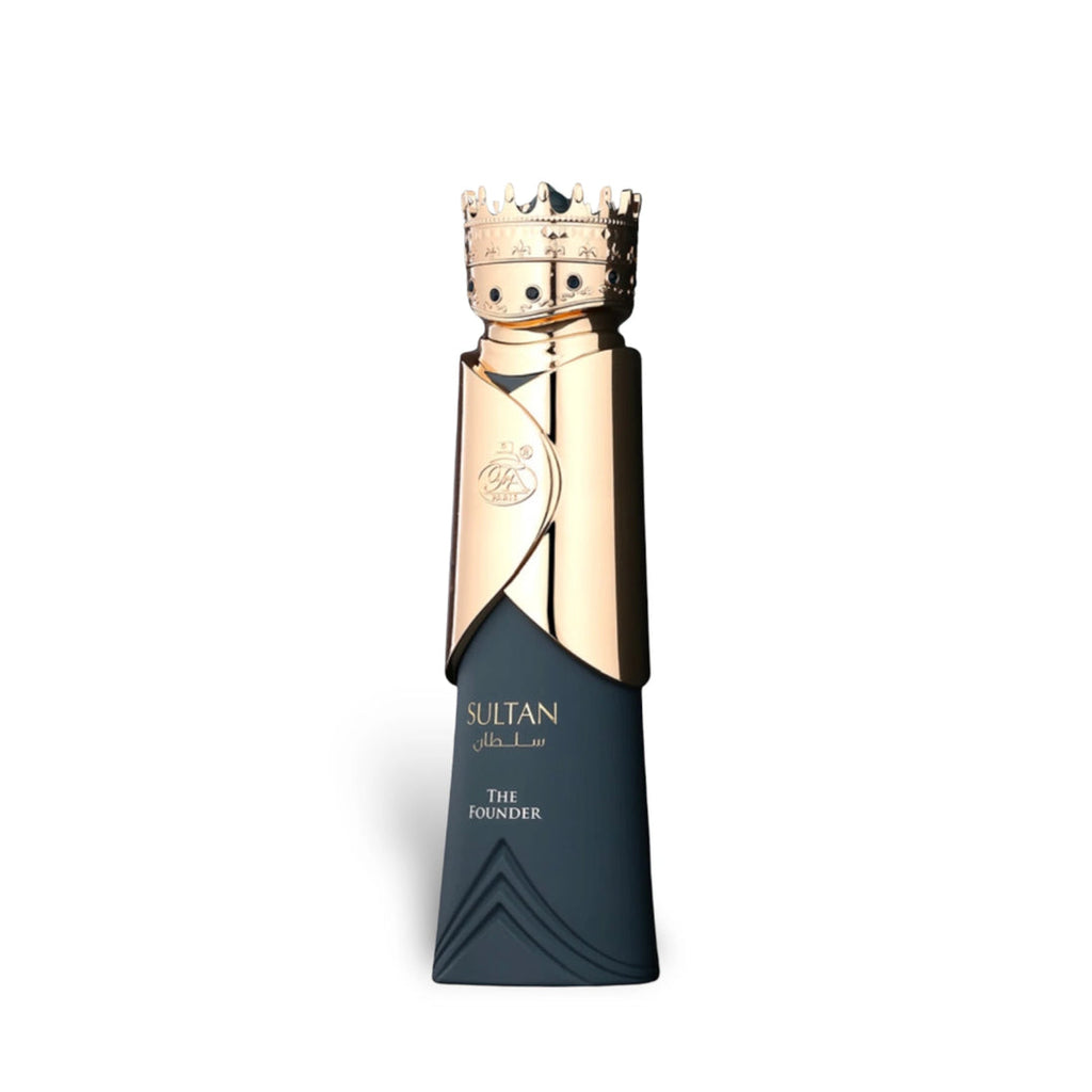 Fragrance World French Avenue Sultan The Founder Eau de Parfum for men, 80ml bottle with elegant design.