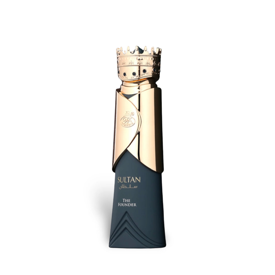 Fragrance World French Avenue Sultan The Founder Eau de Parfum for men, 80ml bottle with elegant design.