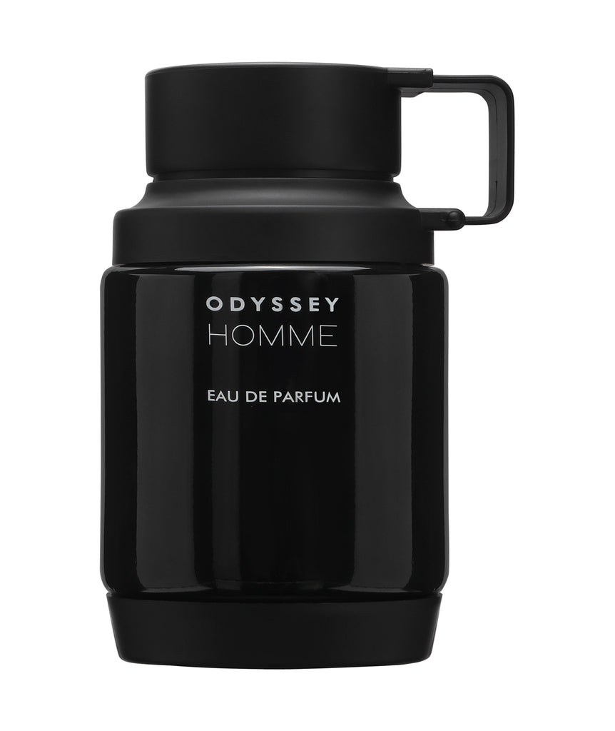 Armaf Odyssey Homme Black Eau De Parfum bottle for men, featuring sleek black packaging and elegant design in a 200ml size.