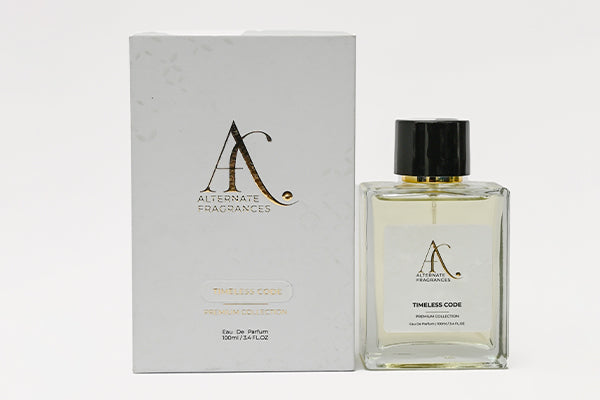 Elegant Timeless Code 100ml Eau de Parfum by Rini Deals in a sleek bottle with box, showcasing luxury and sophistication.