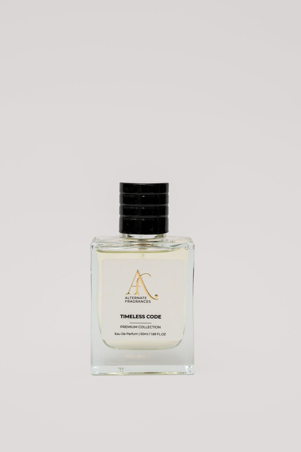 Rini Deals Timeless Code 50ml Eau de Parfum bottle with sleek design, shown without box, on a neutral background.