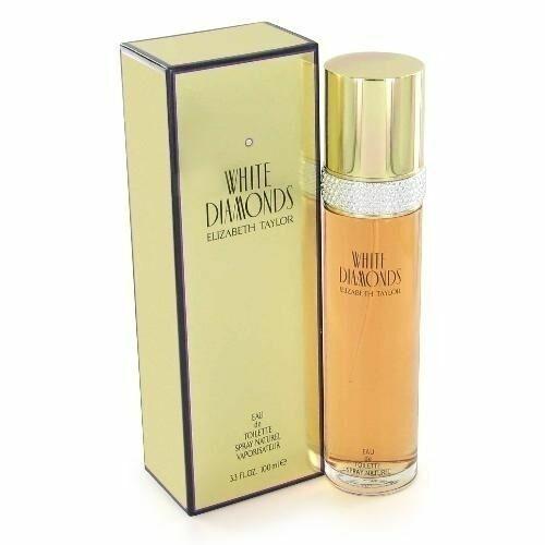 Elizabeth Taylor White Diamonds Eau de Toilette bottle with white floral design, 100ml for women by Elizabeth Arden.