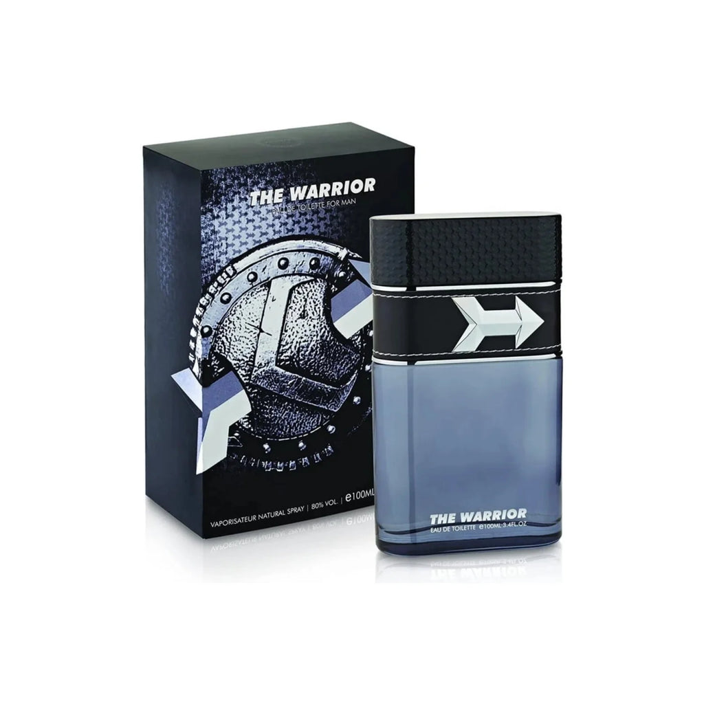 Armaf The Warrior men's Eau De Toilette 100ml bottle with a sleek, dark label and elegant cap, designed for confident masculinity.