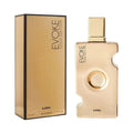 Elegant bottle of Ajmal Evoke Gold Edition Eau de Perfume for women with gold accents, showcasing luxurious fragrance packaging