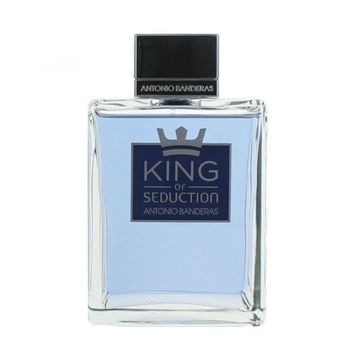 Antonio Banderas King of Seduction Eau de Toilette 200ml for men, bottle with dark glass and gold accents.