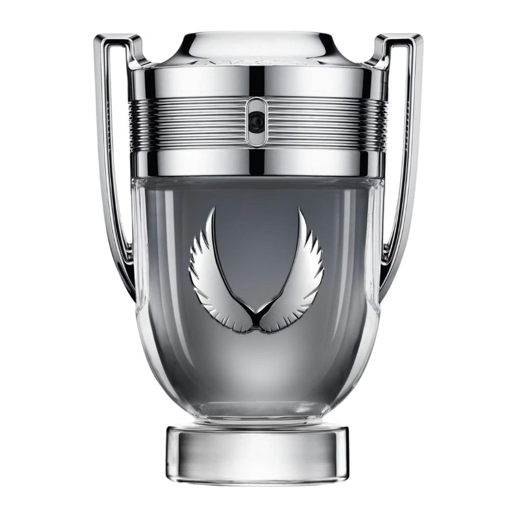 Tester bottle of Paco Rabanne Invictus Platinum Eau De Parfum 100ml with sleek silver cap and modern design.