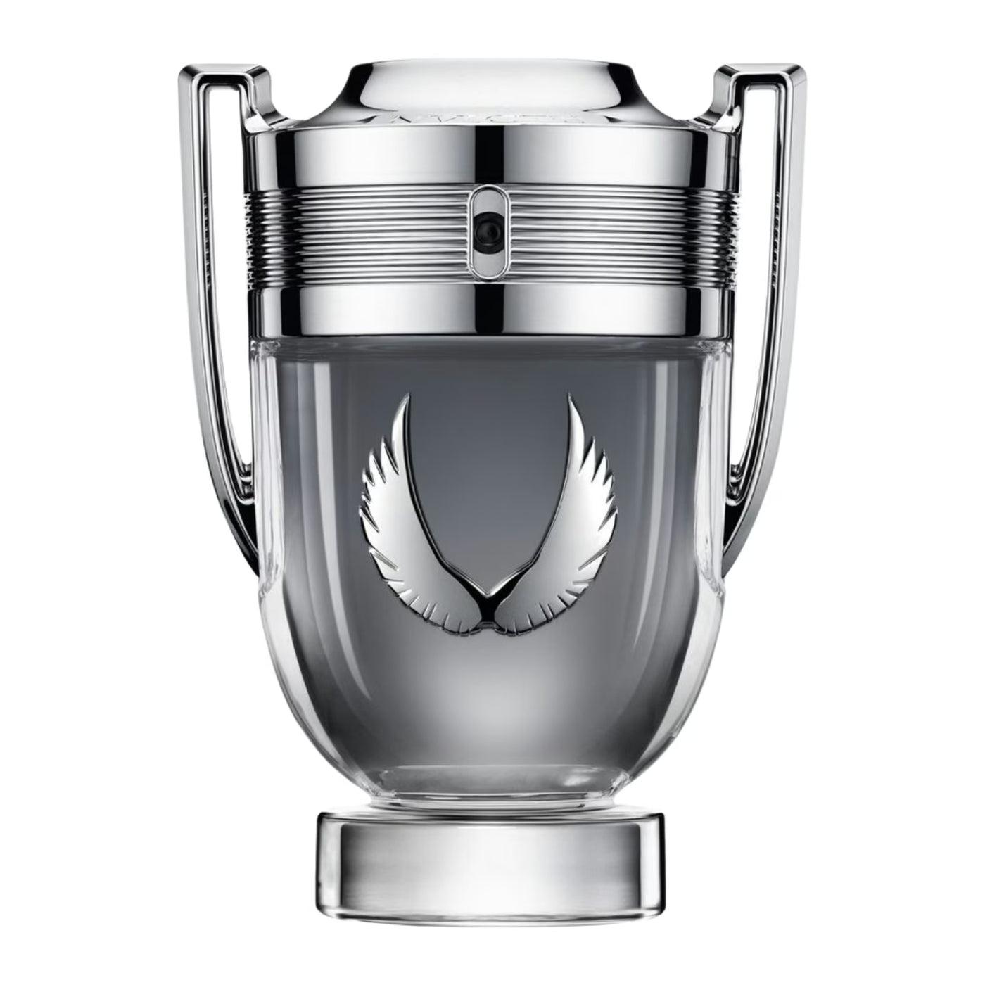 Tester bottle of Paco Rabanne Invictus Platinum Eau De Parfum 100ml with sleek silver cap and modern design.
