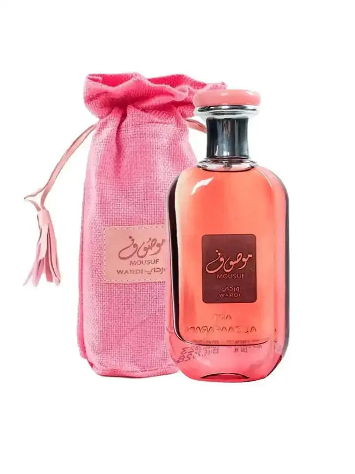 Ard Al Zaafaran Mousuf Wardi Eau De Parfum 100ml for women, elegant perfume bottle with floral and oriental fragrance notes.