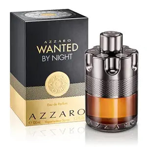 Azzaro Wanted By Night men's Eau De Parfum bottle in 100ml with dark, sleek packaging and the brand name visible.