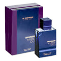 Al Haramain Amber Oud Dubai Night extrait de parfum bottle for men and women, with gold and amber accents and elegant black cap.