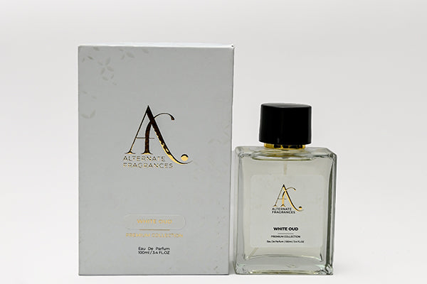 White Oud EDP perfume by Rini Deals in a 100ml bottle with elegant packaging and box.