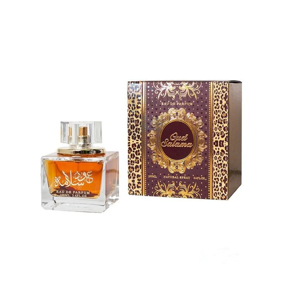 Lattafa Oud Salama Eau De Parfum 100ml bottle for men and women, elegant fragrance with oud and floral notes.