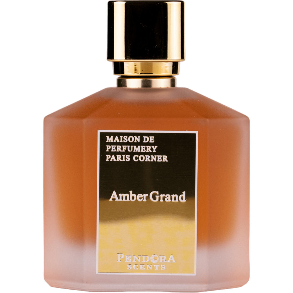 Pendora Amber Grand Eau de Parfum for Men, 100ml bottle, featuring a warm amber scent with elegant packaging.