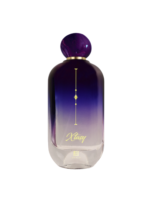 Ahmed Al Maghribi Xtasy Eau de Parfum 100ml bottle, unisex fragrance with elegant packaging and a sleek design.